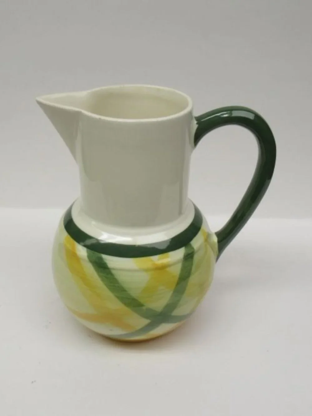 Metlox Vernonware GINGHAM 6 5/8 Inch High Bulbous Jug or Pitcher, Made In U.S.A.